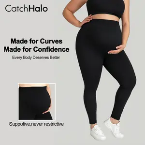 CatchHalo Plus Size Maternity High Waist Belly Support Yoga Leggings for Comfort and Style, Maternity Leggings for Comfortable Pregnancy Pregnant Prenatal,