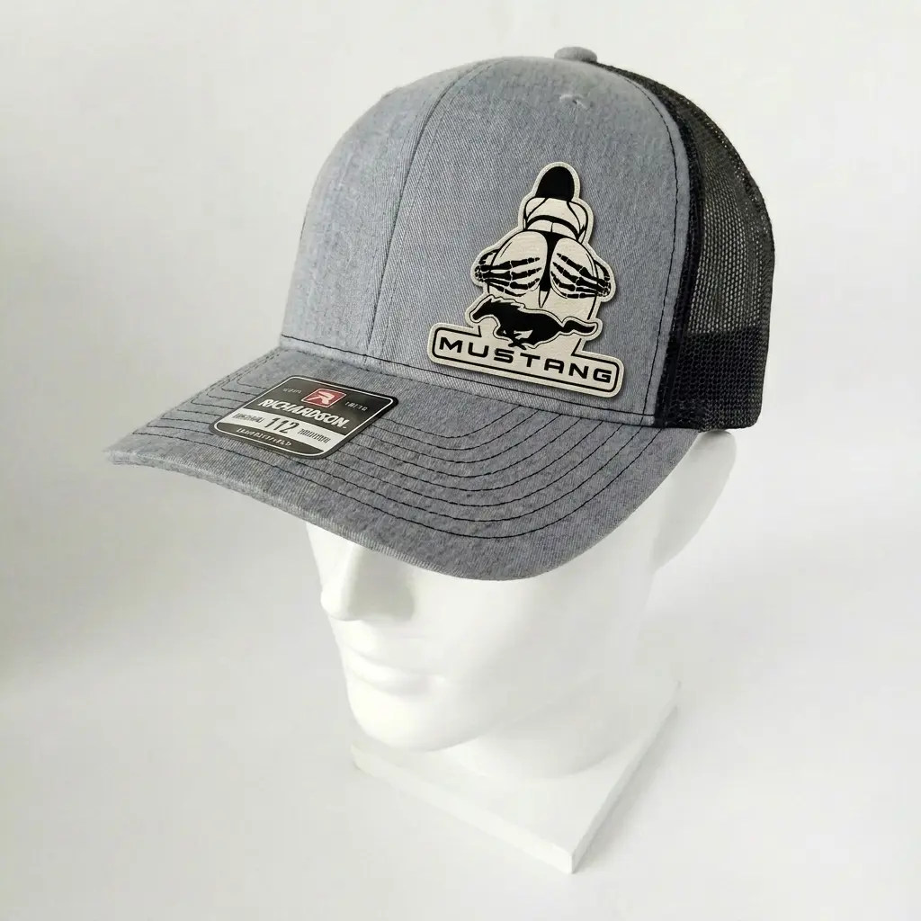 Ford Mustang Girl Leather Patch Trucker Hat, Funny Mustang Car Lover Snapback Cap, Gray Black Mesh Baseball Hat, Ford Racing Driver Gift For Men Women Dad Husband, Casual Outdoor Driving Road Trip Hat