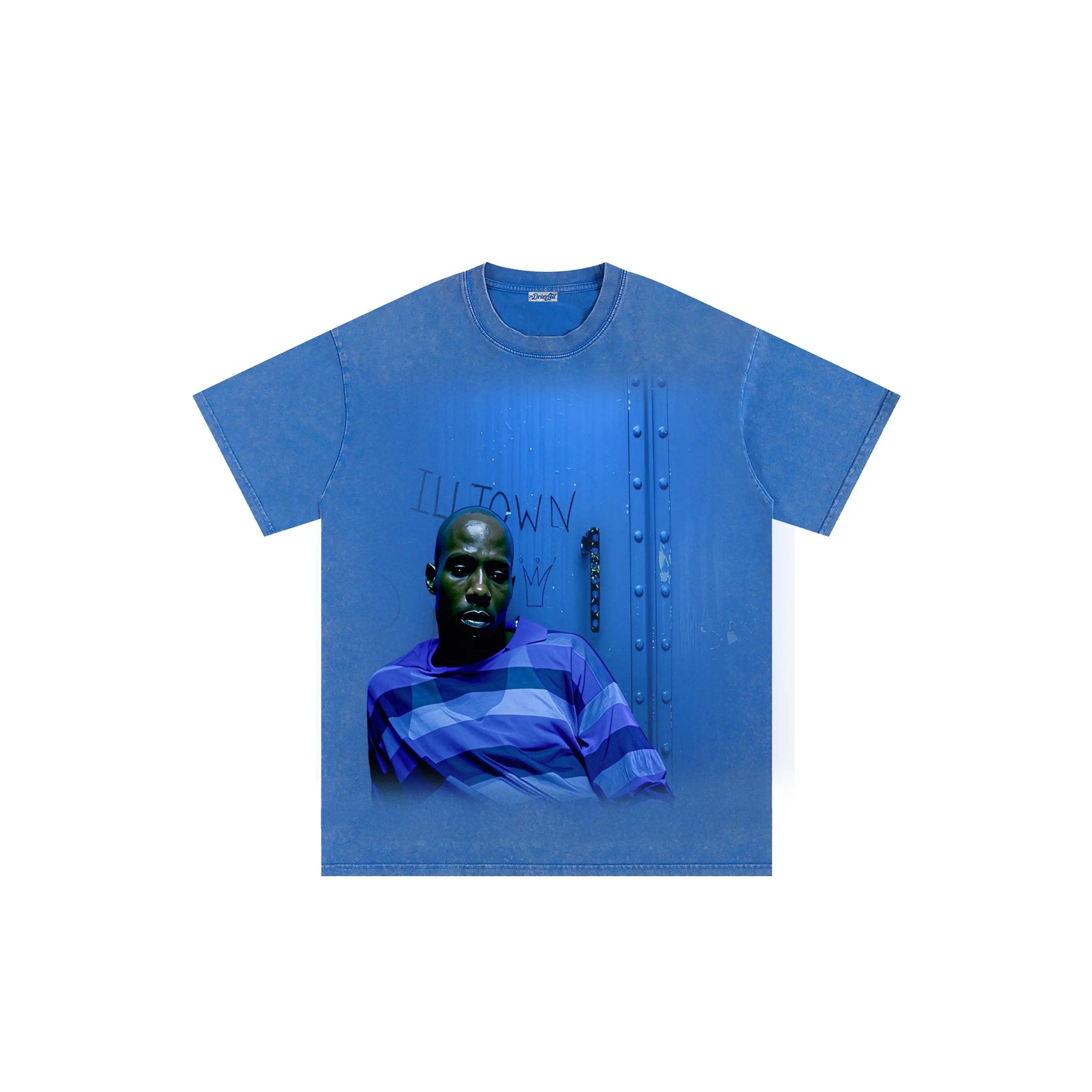 Women's Casual Cotton Fabric Loose Round Neck Short Sleeve Streetwear T-Shirt - THE DRIZZLED TOMMY (DMX In Belly), Shortsleeve, Tshirt