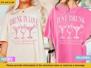 Drunk in Love Bachelorette Party Shirts, Custom Bach Tshirts, Bachelorette Cocktail Club Style Shirts, Trendy Bridesmaid Shirt, Personalized