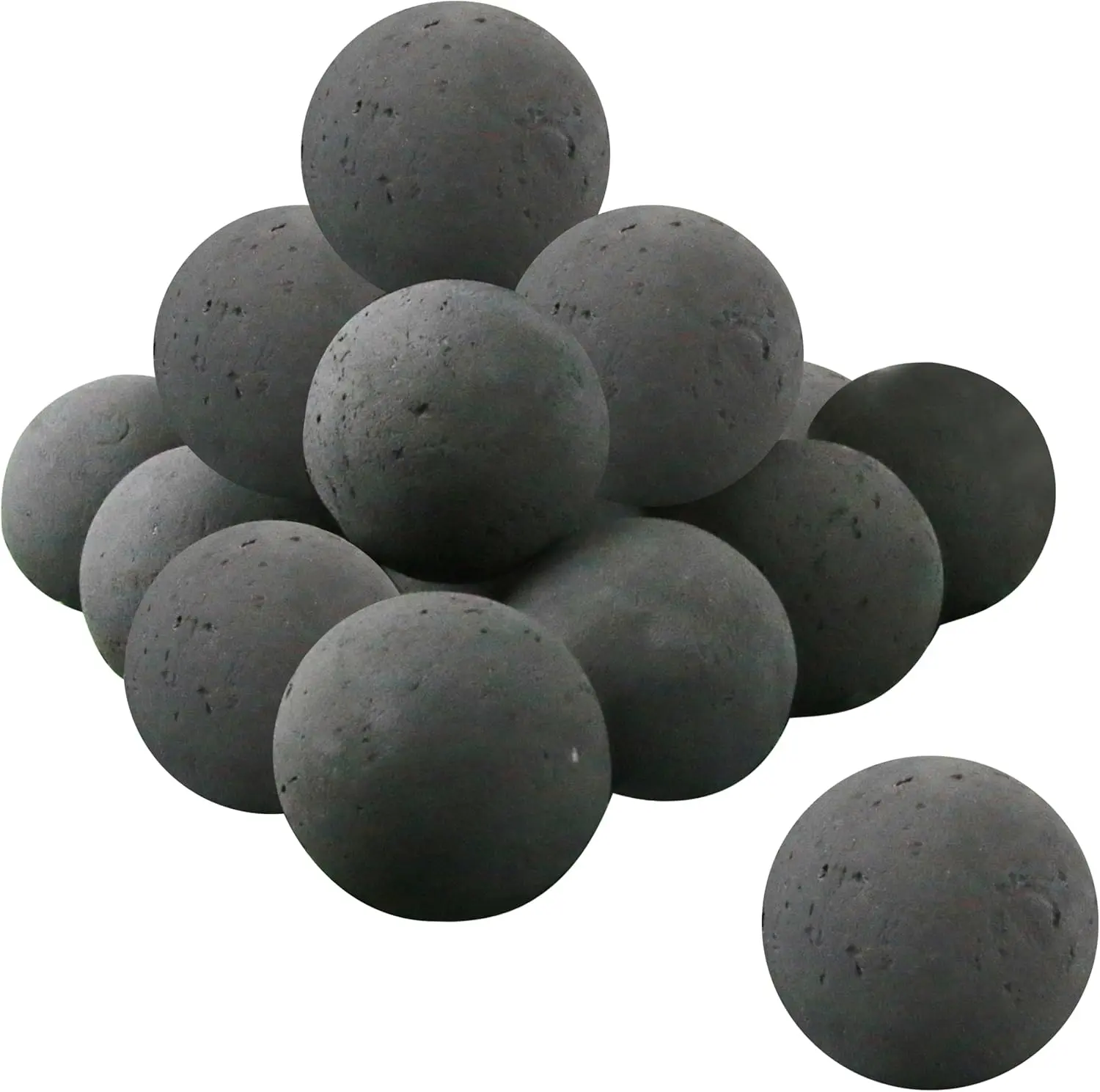 Ceramic Material Fire Balls Set, 15-Piece 3-Inch Round Fire Stones Accessory for Indoor and Outdoor Fireplaces, Black, Smokeless Fire Pit, Patio Fire Pit