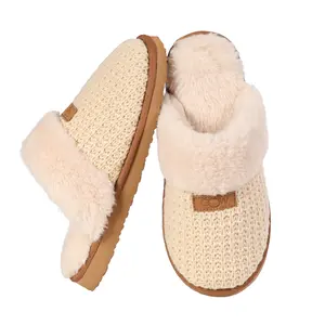 OOW Women's Cozy House Slippers Memory Foam Soft Warm Fuzzy Slippers for Indoor & Outdoor Use Soft Knit Comfort Easy Slip-On Design Footwear Girl