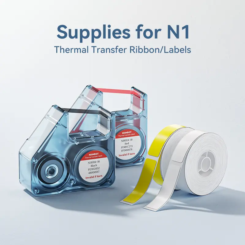 NIIMBOT Thermal Transfer Adhesive Peelable Self-Adhesive Labels & Stickers for N1 Printer, Waterproof, Oil-Proof, Replacement Labeling Tape for Home/Office Use