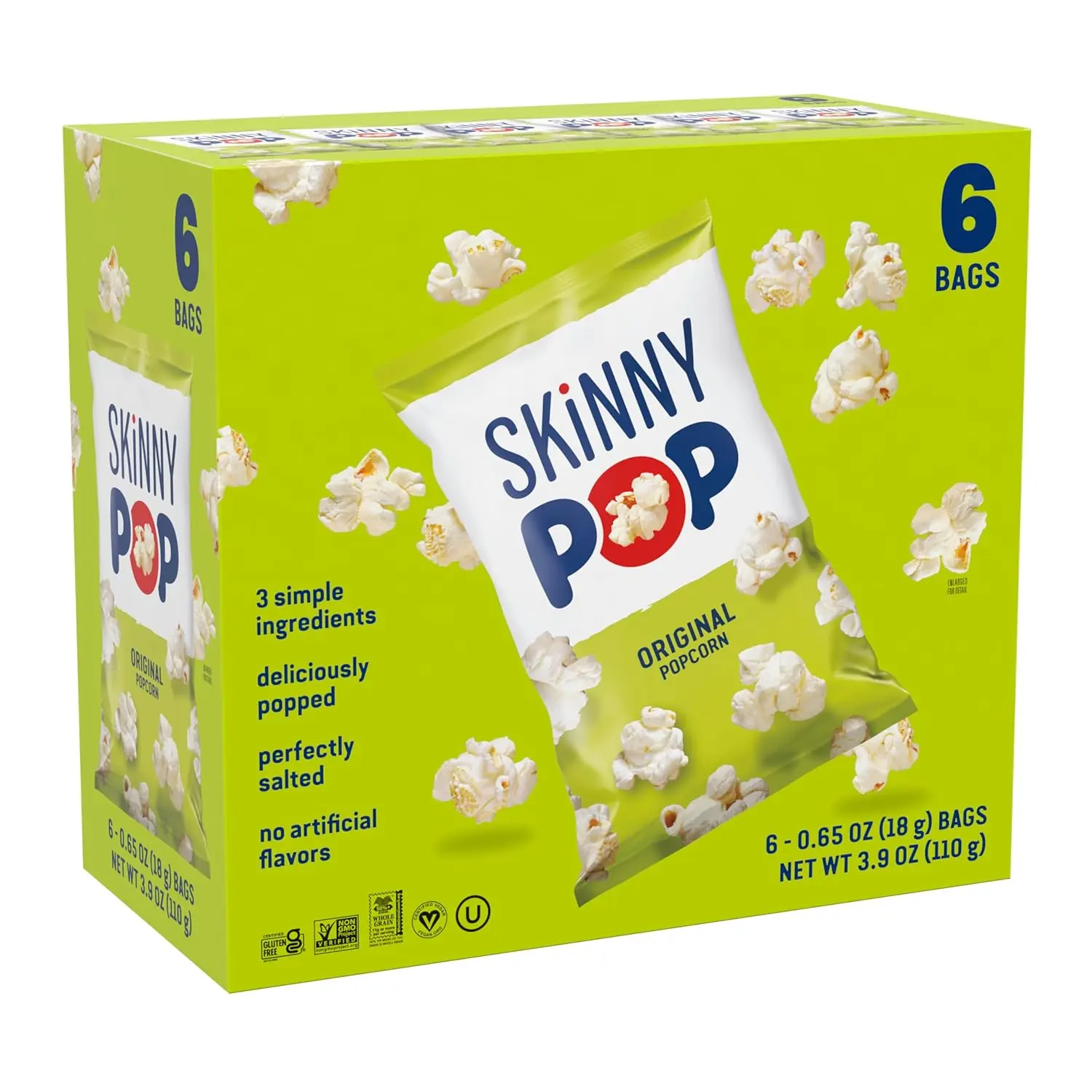 Crunchy Crispy Halal Whole-Grain Dairy-Free Popcorn Snack, 0.65oz Bags (6ct)