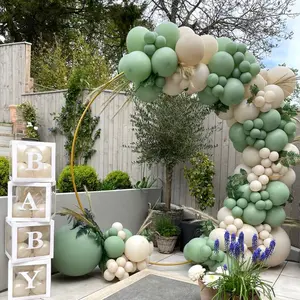132 piece Retro Green Beige Balloon Garland Set, Baby Shower Party Decorations Balloons Arch, Birthday Baptism Decor Background, Balloon Party Supplies, Balloon Arch Backdrop, Balloon Arch Kit