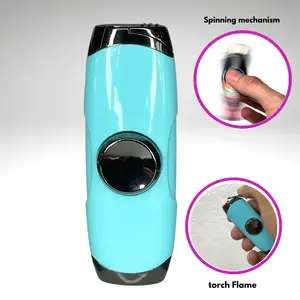 FLKR LYTR: Teal Fidget Torch Lighter with Vibrant Pink Finish, Spinning Mechanism, Windproof Jet Flame & Ideal for Candles and Outdoor Adventures - Accessory Spinner Practical