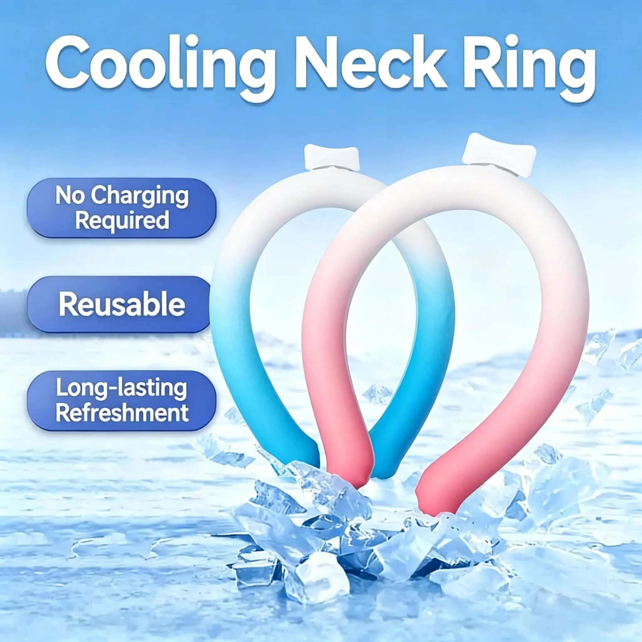 Neck Cooling Tube with Insulated Bag, Summer Cooling Neck Ring, Reusable Ice Ring Cooler, Wearable Body Cooling Products, Ice Compress Neck Coolers for Hot Weather Outdoor Activities
