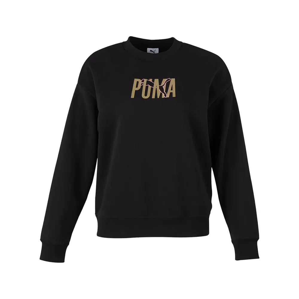 PUMA Womens Essentials Shine Crew Neck Sweatshirt Casual - Black