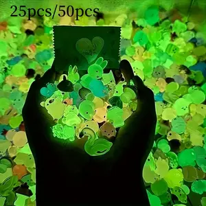 25/50pcs Mini luminous resin animal figurines, Decorative resin creative handmade decorations, holiday party gifts, garden scene decorations, simulated micro landscape decorations, handmade DIY gardening resin accessories, random shapes, Outdoor