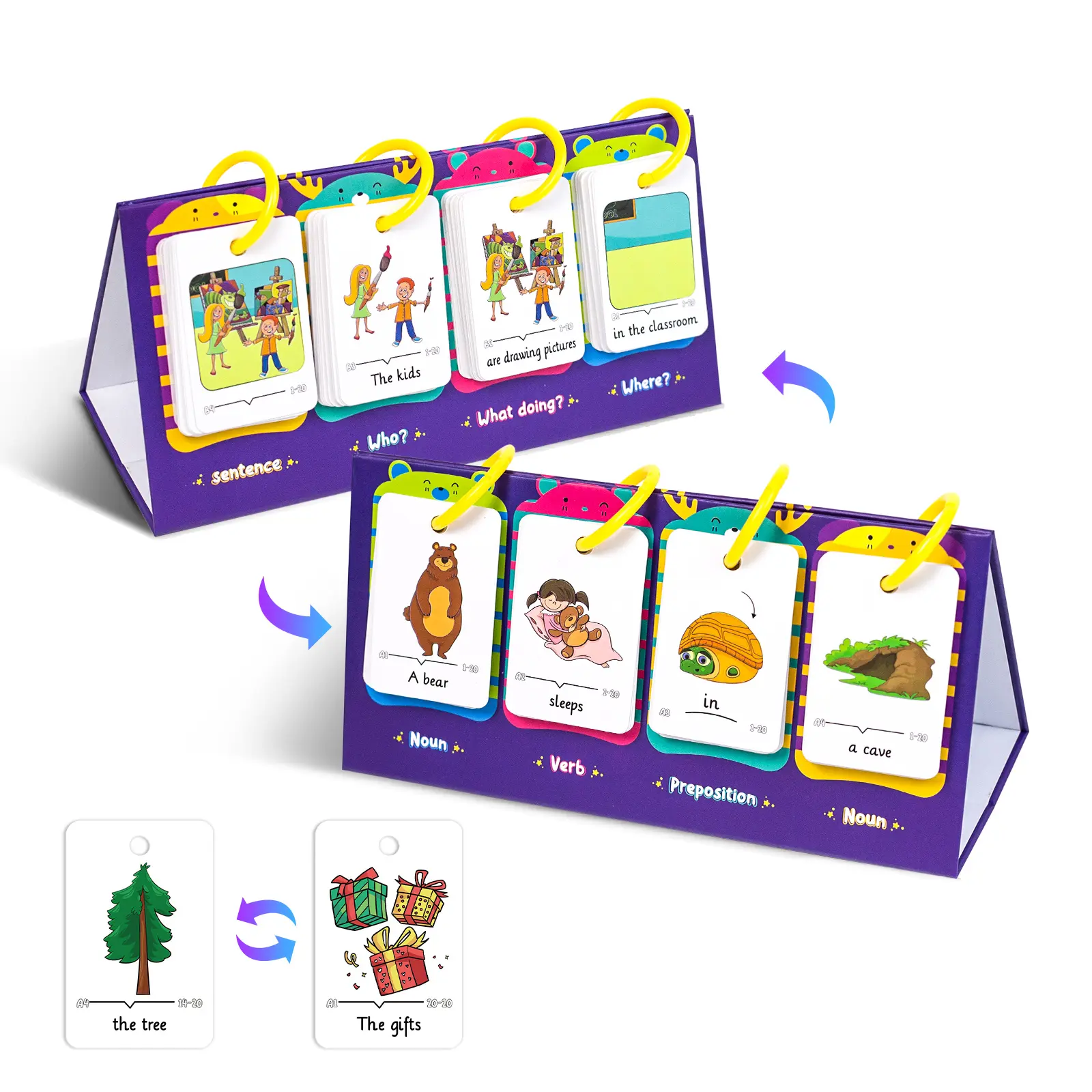 Kids Learning Sentence Building Flashcards Calendar Set - Sentence Building Pocket Chart, Descriptive Word Games Flash Cards for Phonics Practice, Puzzle Pocket Chart for Classroom Homeschool Kindergarten