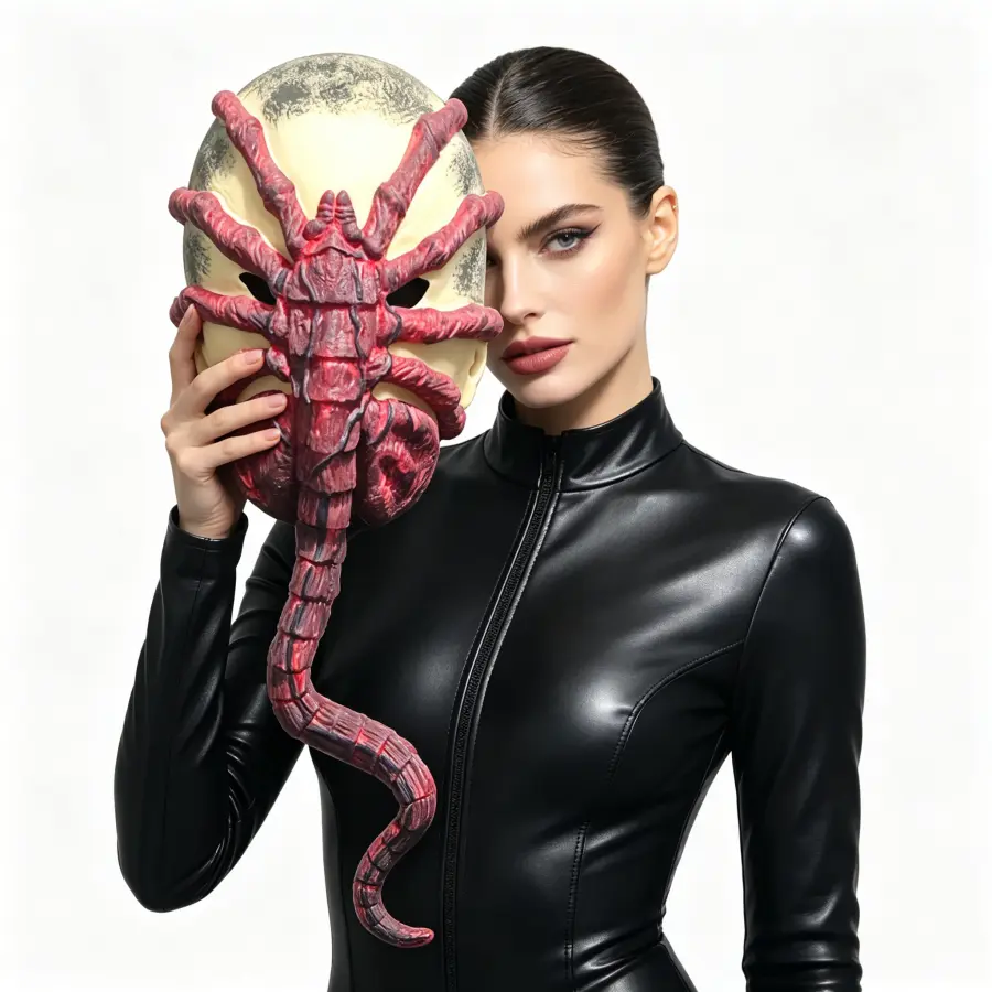 Cosplay Bug Battle latex mask, adhesive face covering, alien scorpion mask, Blood Warrior Halloween horror mask, party costume