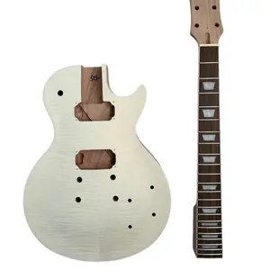 DIY Electric Guitar Kit, LP Style Mahogany Body and Neck with Rosewood Fretboard and Maple Veneer