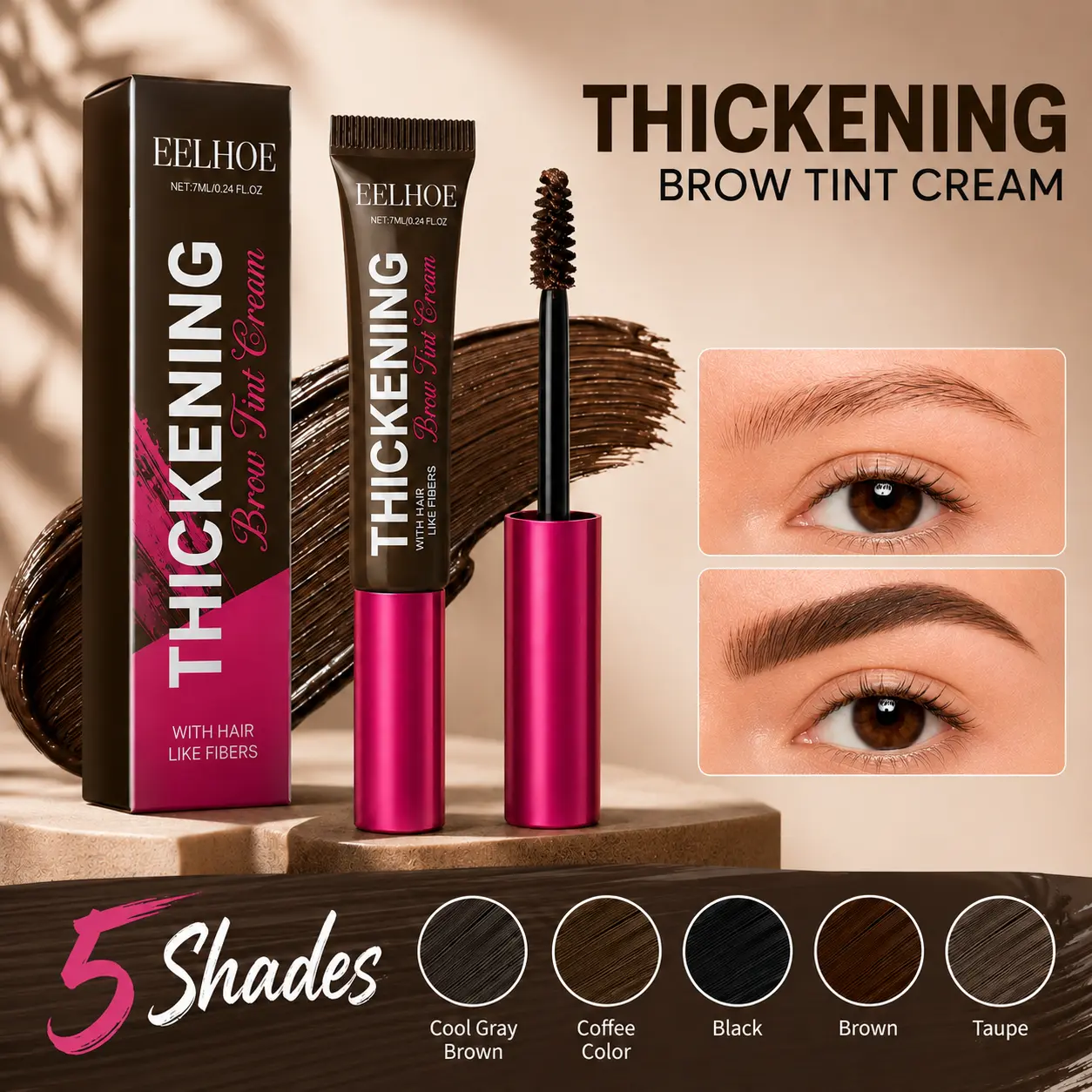 Fiber Brow Dye Series Kit Long-Lasting Waterproof Color Water Resistance and Stereoscopic Eyebrow Gel Natural Look Wild Clear Brow Makeup Product