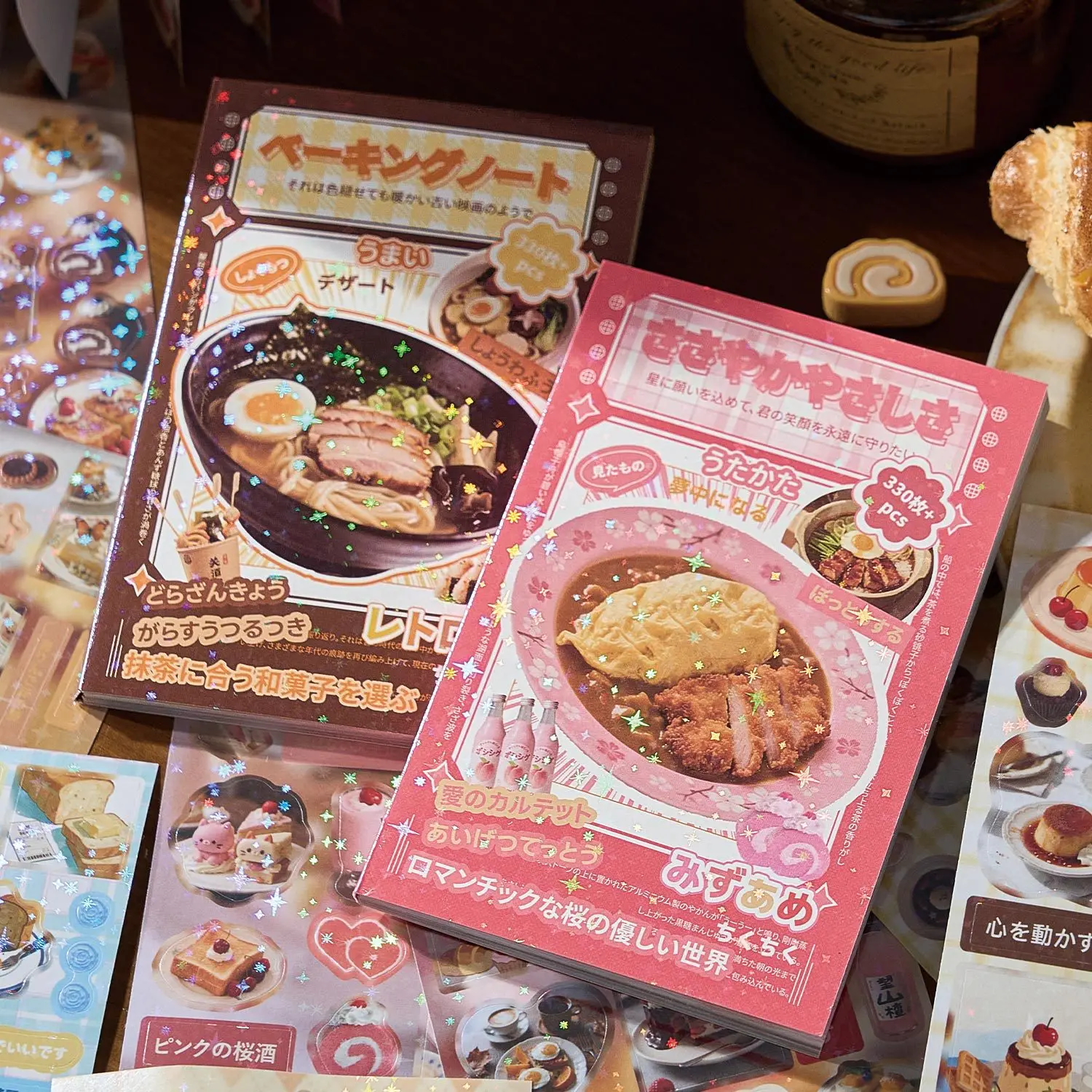 Vintage Japanese Style Decorative Sticker Album - Retro Design Decorative Stickers, Ideal for Scrapbooking, Journaling, Perfect Gift for Food Lovers, Stationery Collectors, Decorative Sticker Stickers