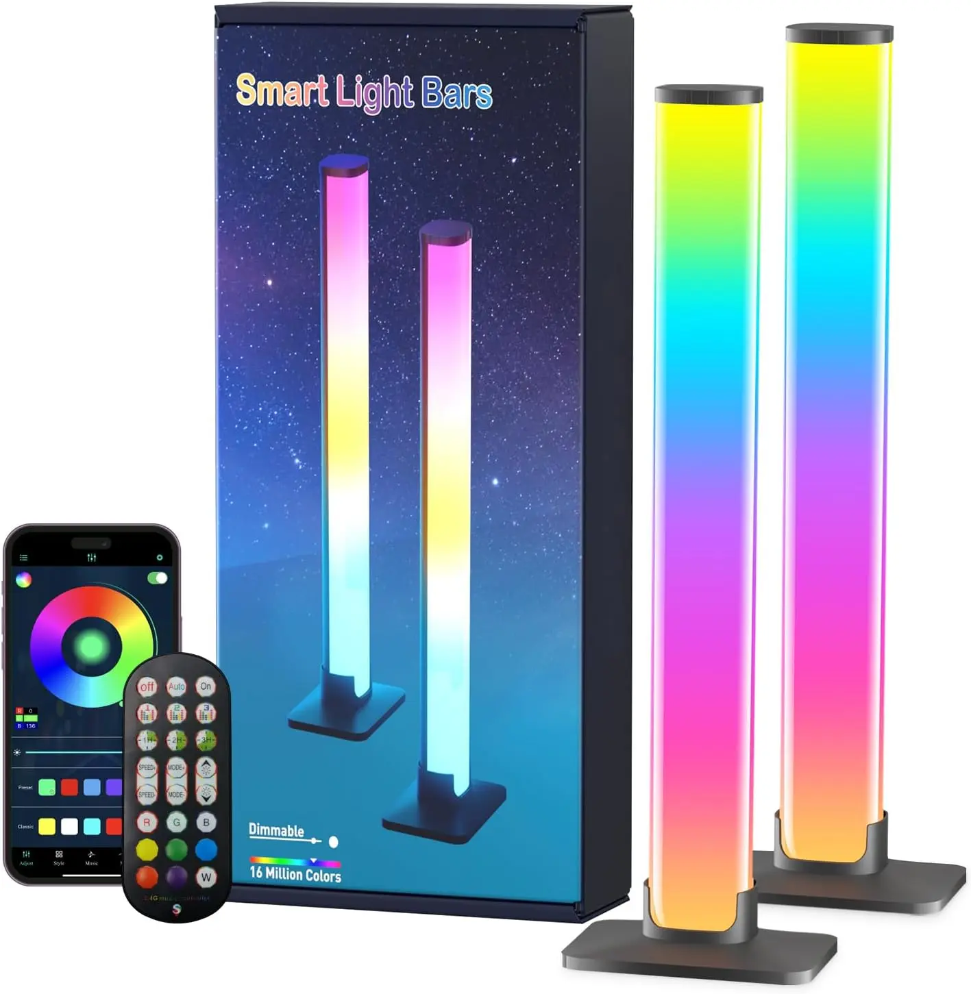 Barhootao RGB LED Light Bar for Indoor Use, 16M Colorful Glow Options, 3 Control Modes, Dynamic Music Sync, 213 Preset Modes, USB Interface (Without Adapter)