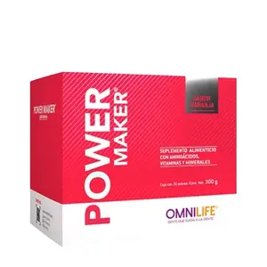 OML Power Maker | Power Gain | NATURAL & ARTIFICIAL ORANGE FLAVOR | VITAMIN, MINERAL & AMINO ACID SUPPLEMENT POWDER box with 30 packets of 0.36oz each