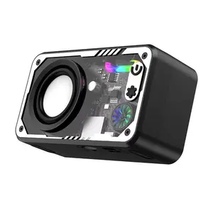 RGB Mecha Bluetooth Speaker  &Black 3D Surround Bluetooth Speaker with LED Lights, Transparent Mecha Design, Powerful Stereo for Home Party Audio Portable