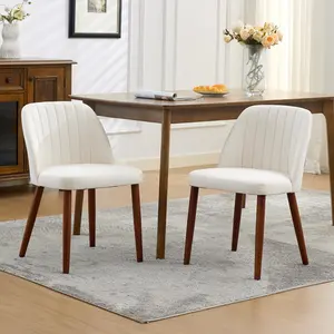 2 Pack Dining Chairs, Accent Chair with Comfy Padded & Sturdy Wood Legs, for Kitchen, Dining Room, Restaurant & Cafe