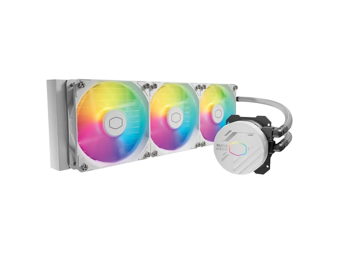 Cooler Master 360L Core White Close-Loop AIO Liquid Cooler, Ryzen 9|intel 9 Gen S Dual Chamber Pump, Quiet 120mm PWM Fan, Customize aRGB Lighting, 360 Radiator, AMD AM5|4, Intel LGA 1851|1700 Platform
