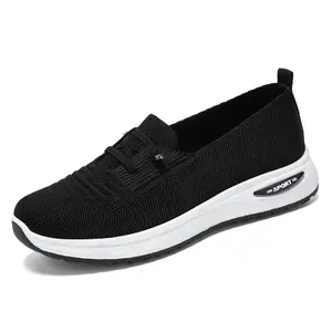 Women's Slip On Walking Shoes Breathable Knit Mesh Casual Sneakers Comfort Wedge Flats flat shoes