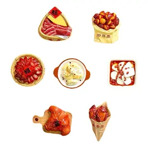 Large Food Play Gourmet Refrigerator Magnet with Magnet Ornament Fruit Dessert Lion Dance Bun 3D Magnet Resin Decor