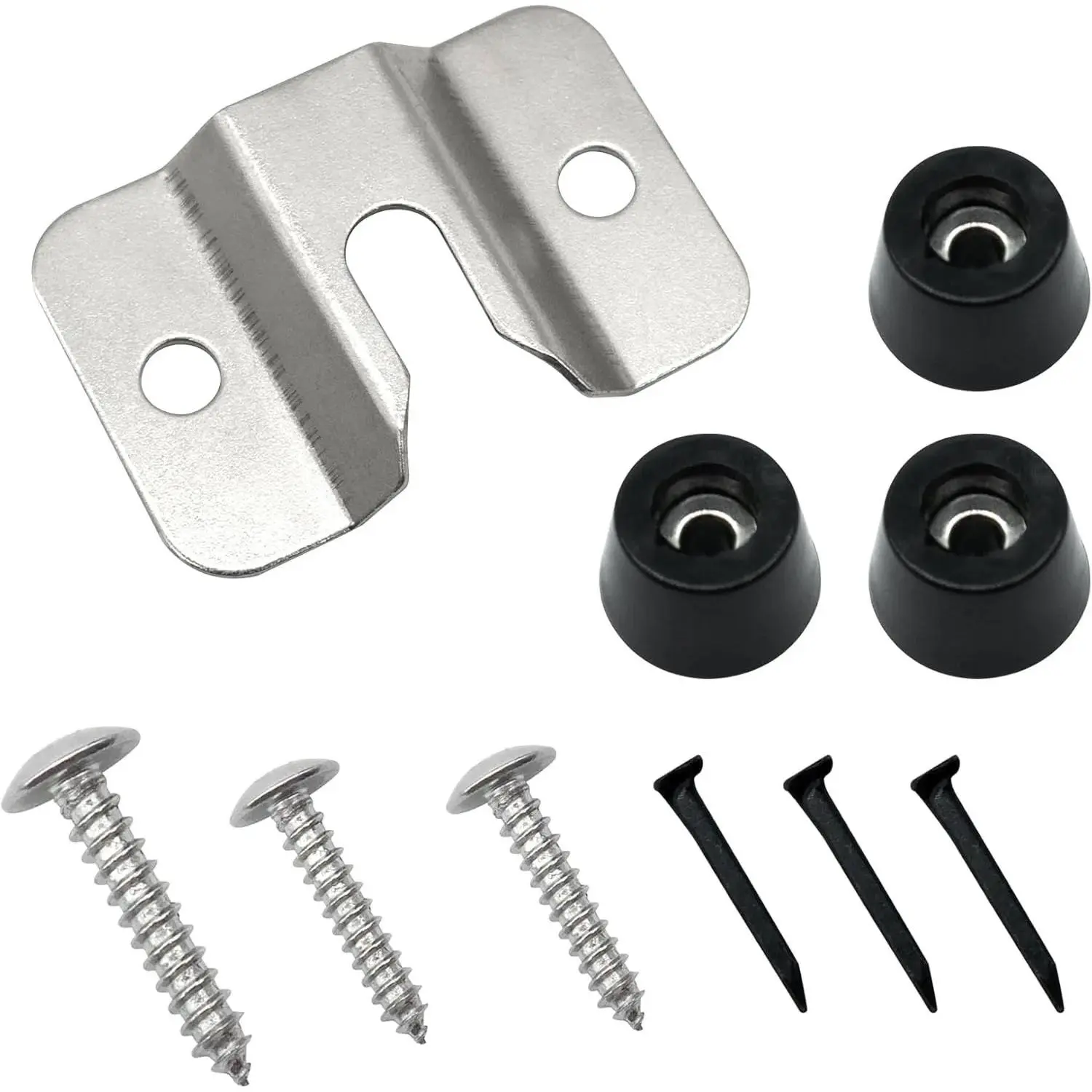 Dartboard Mounting Bracket Hardware Kit, Portable Metal and Plastic Set for Secure Hanging on Walls, Cabinets, or Concrete Surfaces, Includes 1 x Long Screw and 1.9 cm Nails, 1 X Dart Board Hardware, 2 X Short Screws