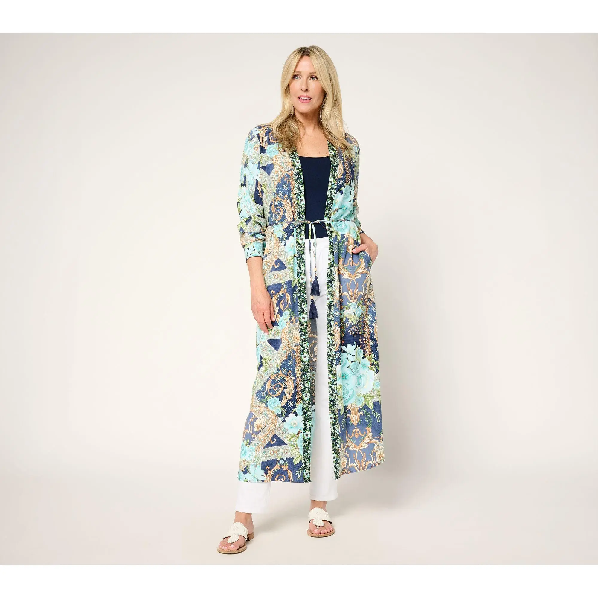 Studio Park x Terri Conn Regular Printed Button Front Woven Duster