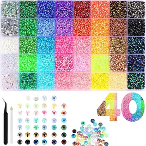 40pcs Resin Glitter Rhinestones, 3mm Ab Color Flat Back Jelly Water Drills, DIY Jewelry Making, Nail Art, Phone Decorations