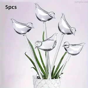 5Pcs Bird-Shaped Self-Watering Globes, Plant Stakes Drippers with Gravity Fed & Water-Emitting Functions, Automatic Drip Irrigation Stakes for Indoor Outdoor Potted Plants Bonsai, Gravity Fed Drippers