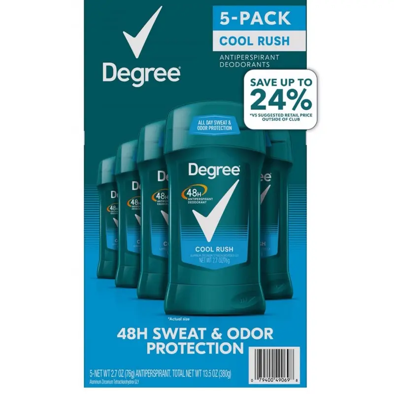 Men's Dry Protection Antiperspirant Cool Rush 2.7 oz 5 Pack 48H Sweat & Odor Defense