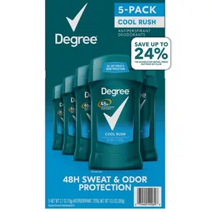 Men's Dry Protection Antiperspirant Cool Rush 2.7 oz 5 Pack 48H Sweat & Odor Defense