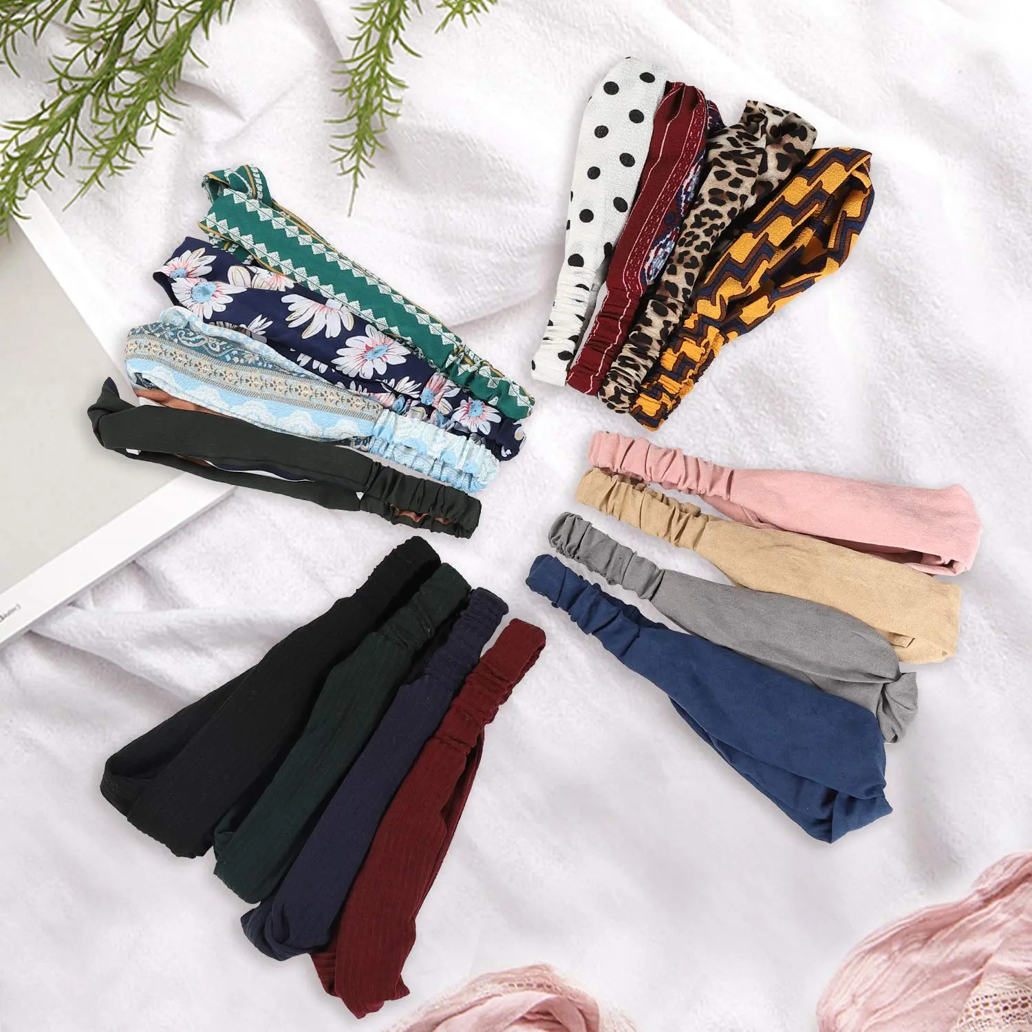 【If your package does not include this gift, please contact the seller first】VRbest Boho Headbands for Women Vintage Floral Twisted Criss Cross Elastic Hair Accessories Random Color and Style Gift
