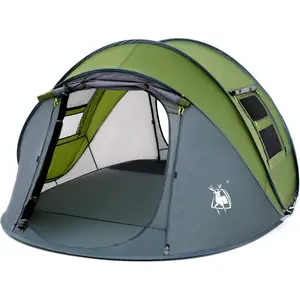 4 Person Easy Pop Up Tent,9.5'X6.6'X52'',, Automatic Setup,2 Doors- Family Tents for Camping, Hiking & Traveling