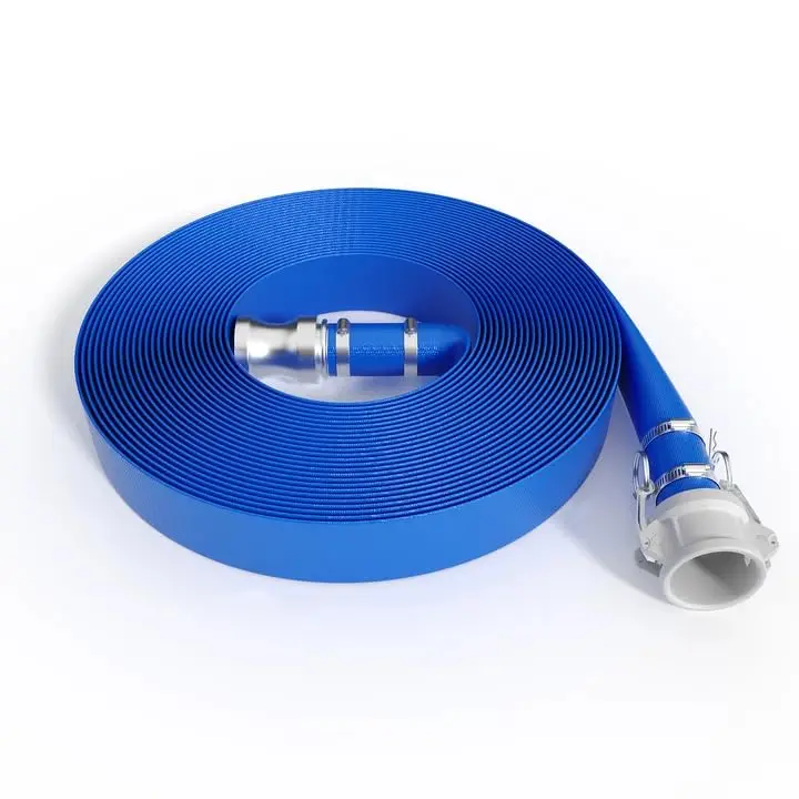 2 Inch 100 FT Heavy Duty Pool Backwash Hose, Lay Flat PVC Water Discharge Pipe with Aluminum Camlock Fittings, Quick Connect & Kink Resistant, 87 PSI Durable Hose for Swimming Pool Drainage and Irrigation