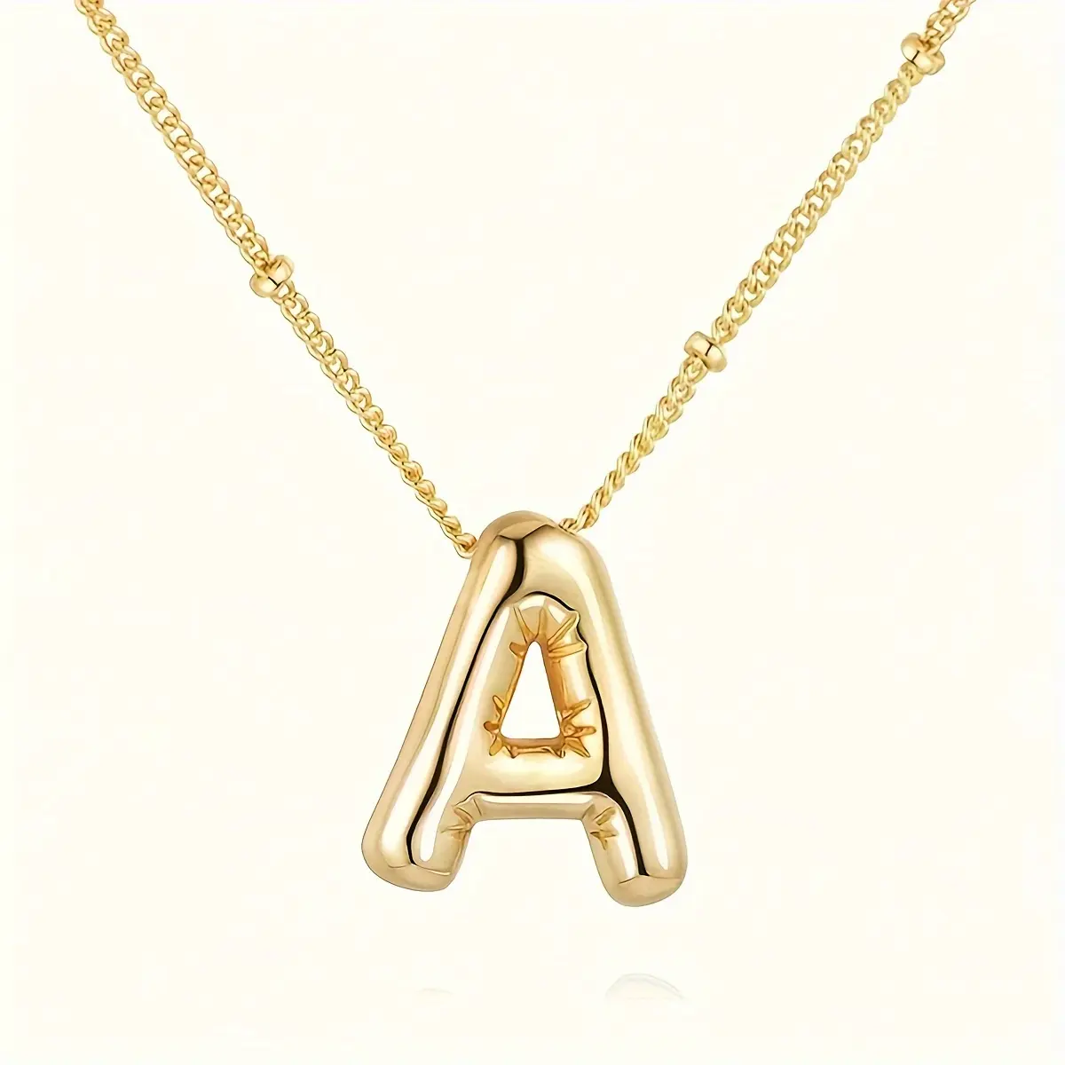 Stainless Steel Chunky Alphabet Balloon Bubble Initial Letter Pendant Necklace For Women Jewelry With Box Packing
