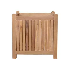 HomeRoots 554714 18 in. Natural Solid Wood Indoor & Outdoor Square Planter Box