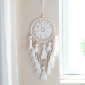 1pcs white tassel pendant, room, bedroom, living room, decorative wall decoration, Dreamcatcher pendant, holiday gift Hanging Ornaments Hangable