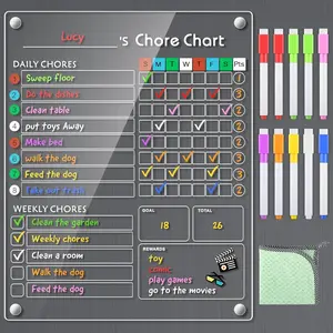 Acrylic Magnetic Chore Chart for Kids/Teens/Adults, 9.5"x12", Reusable Chore Checklist & Responsibility Tracker