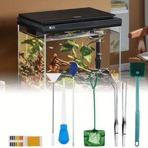 1 SET Fish Tank Cleaning Tools, 8 in 1 Aquarium Feeder Tools Kit, Aquarium Plants Cleaner, Stainless Steel Feeding