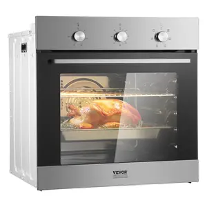 【DealsForYouDays】VEVOR Single Wall Oven, 24" Electric Built-in Wall Oven with 6 Cooking Functions, 2.68 Cu.Ft Electric Wall Ovens with Timer, 2000W Electric Oven with Baking Rack and Tray, for Kitchen