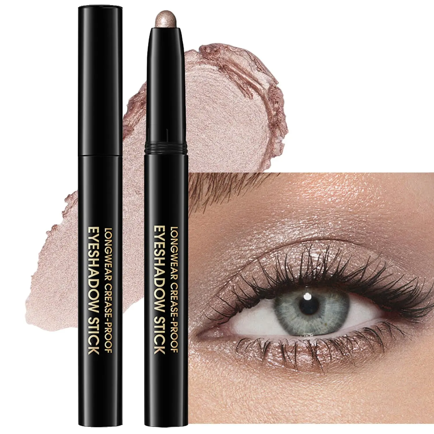 Eyeshadow Stick Shimmer Eye Brightener Pencil Cream Eye Shadow Eyeliner Pen Crayon,High Pigmented Blendable Waterproof Long-Lasting Highlighter Stick Makeup