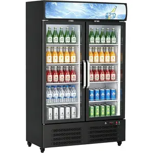 Commercial Beverage Refrigerator Display Case Merchandiser Fridge with Glass Door Upright Drink Cooler for Restaurant Cafe Bar Supermarket Large Capacity Adjustable Heavy Duty Shelves LED Light Custom Sign Board ETL DOE Approved