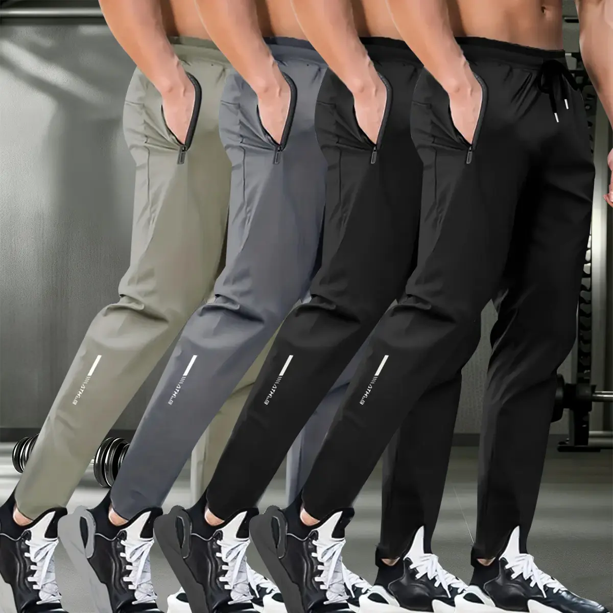 Black + Black + Gray + Khaki