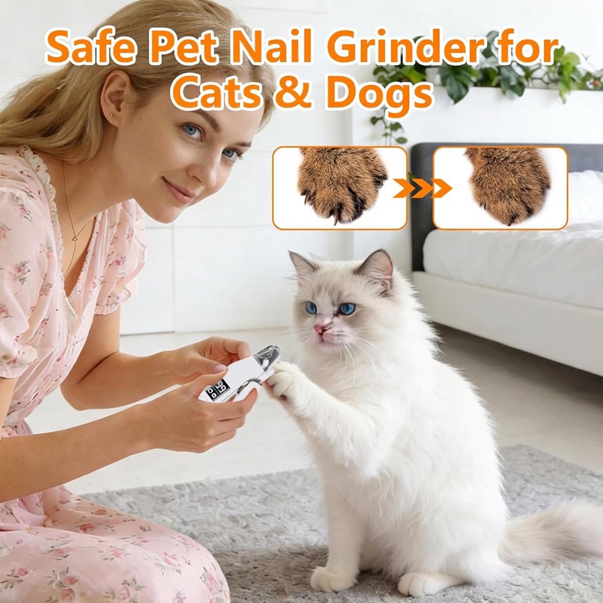 2-in-1 Pet Nail Clipper & Grinder with Dual LED Lights, Ultra-Quiet USB-C Rechargeable Nail Trimmer for Dogs Cats of All Sizes with Nail Catcher