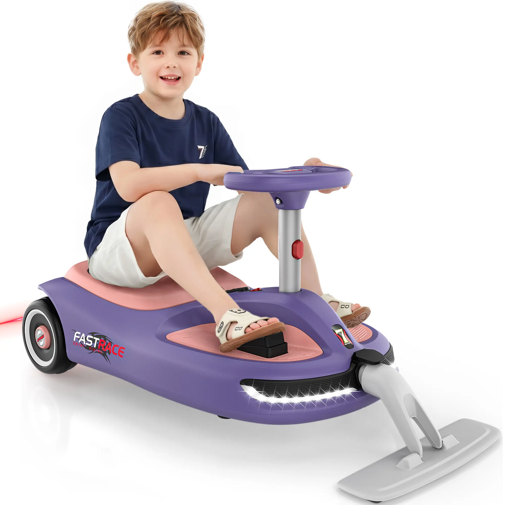 #sohochic ANPABO Ride On Car with Mop, Cleaning Wiggle Car for Kids, Quiet brushless motor, 150lbs weight capacity, quick assembly, pull-along storage, bluetooth music & LED lights