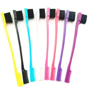 Random Color Edge Brush Comb 2 in 1 Double Sided Edge Control Brush For Hair Salon Hair Comb Brushes Beauty Tools Bling11