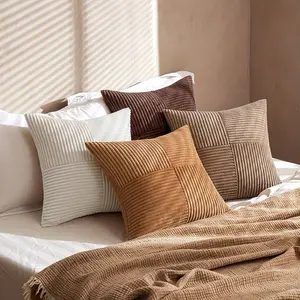 4 Piece Vintage Velvet Patchwork Pillow Covers, Soft Texture Decorative Cushion Cases, 45x45cm, Home Decoration, No Insert Included