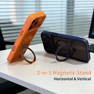 For Apple iPhone 17 Pro Max 16 15 14 13 Case with Invisible Magnetic O-Ring Stand Military-Grade Translucent Phone Case [Compatible with Mag-Safe][Great Grip Feeling],Orange