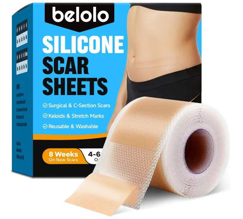 Silicone Scar Sheets (1.6" x 60" Roll - 1.5M), Silicone Scar Tape, Silicone Scar Sheets for Surgical Scars, Keloids & C-Section Scars, Reusable & Washable Scar Patches for Face & Body