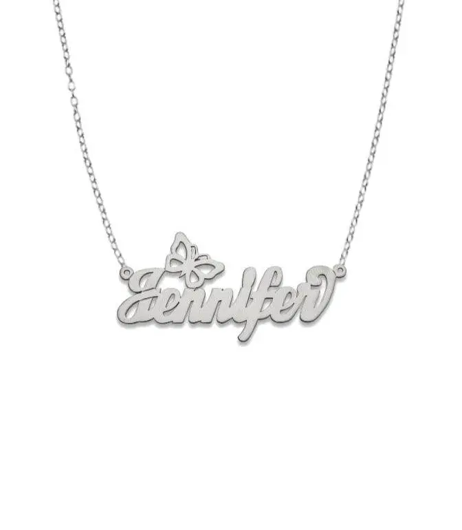 Butterfly 925 Sterling Silver Jewelry Nameplate Necklace